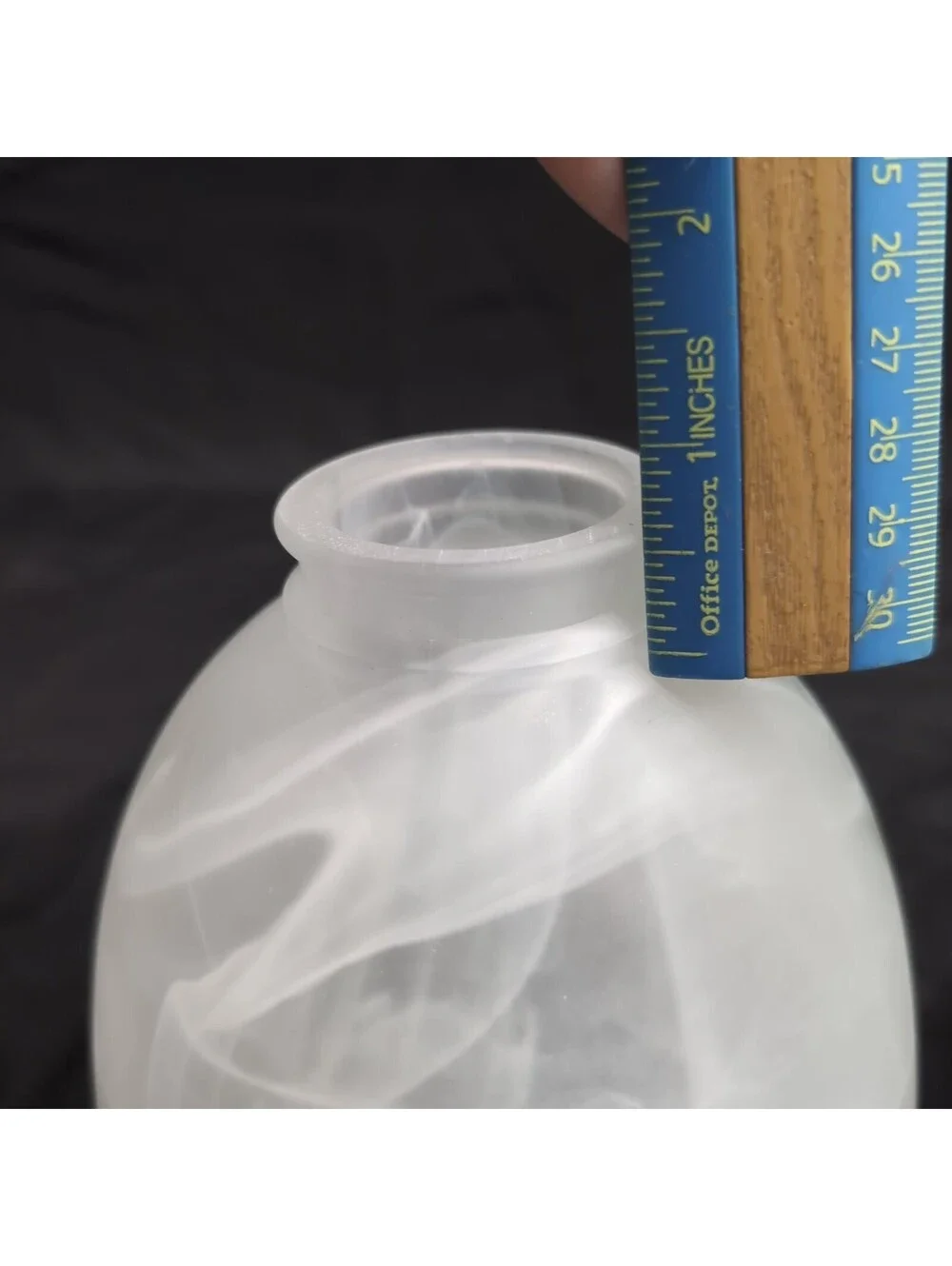 Frosted Glass Lamp Shades Alabaster White Faux Swirl Bell Replacement Set 2 VTG